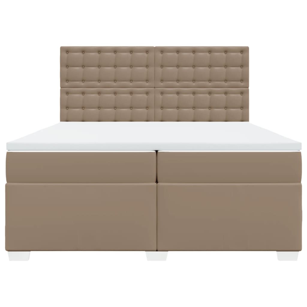 vidaXL Κρεβάτι Boxspring με Στρώμα Καπουτσίνο 200x200εκ.από Συνθ.Δέρμα