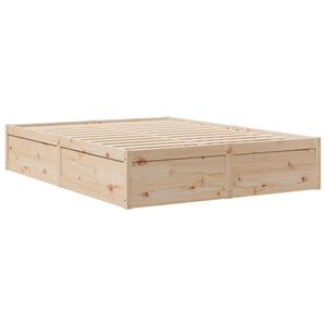 vidaXL Σκελετός Κρεβατιού Χωρίς Στρώμα 140x190 εκ Μασίφ Ξύλο Πεύκου
