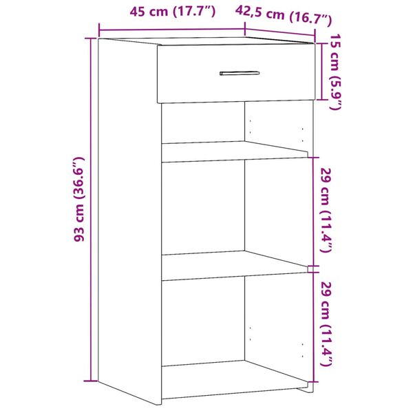 vidaXL Ντουλάπι Sonoma Δρυς 45x42,5x93 εκ. από Επεξεργασμένο Ξύλο