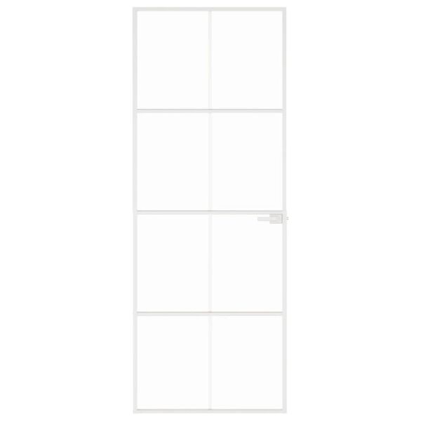 vidaXL Εσωτερική Πόρτα Λευκή 76x201,5 εκ. Ψημένο Γυαλί&Λεπτό Αλουμίνιο