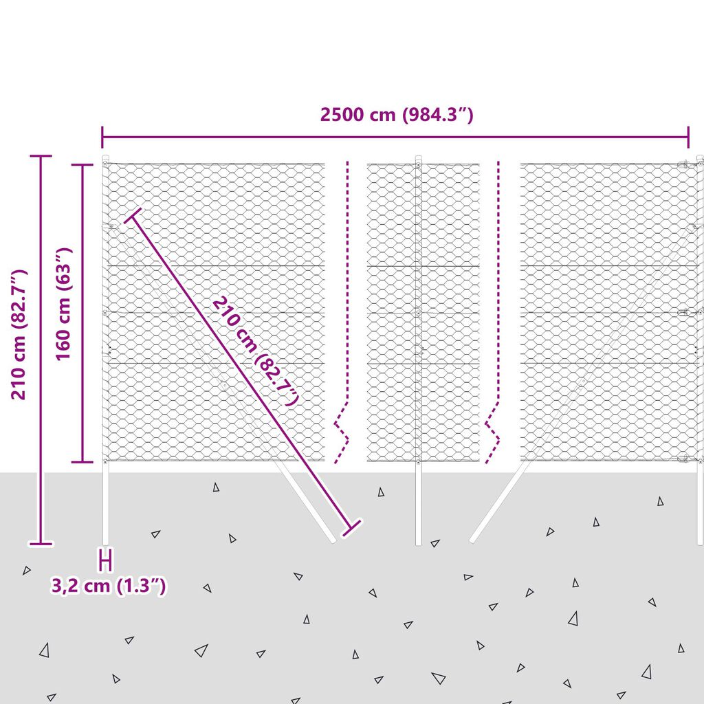 vidaXL Εξάγωνος Φράκτης Πράσινος 1.6x25 μ Ατσάλι