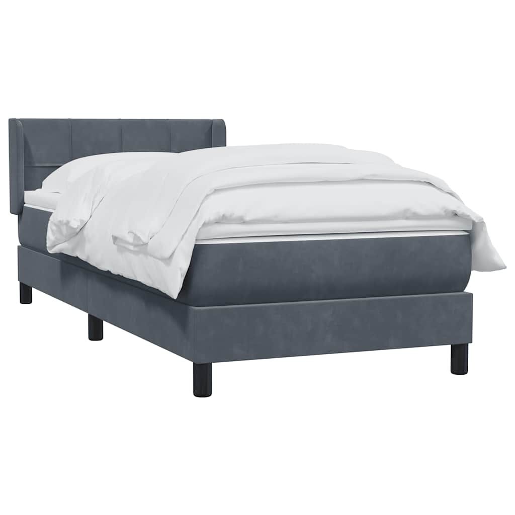 vidaXL Box Spring Κρεβάτι με στρώμα Σκούρο γκρι 100x220 εκ. Βελούδινο