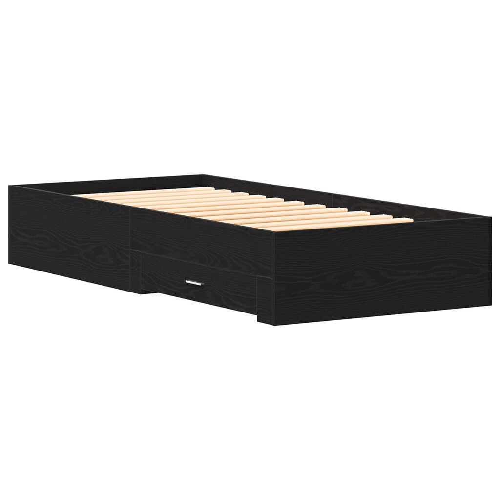 Bed Frame μαύρο δρυς 90x190 εκ. Επεξεργασμένο ξύλο