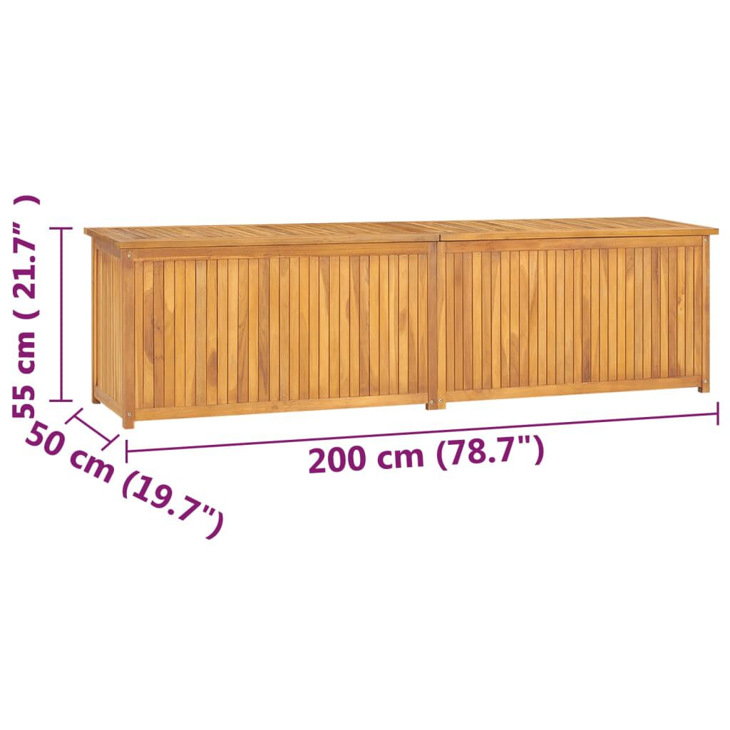 vidaXL Μπαούλο Κήπου 200 x 50 x 55 εκ. από Μασίφ Ξύλο Teak
