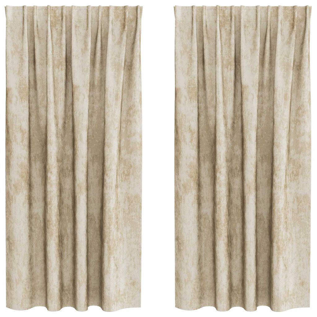 vidaXL Κουρτίνα με κουρτίνες 2 pcs Κρεμ 175 x 140 εκ. Βελούδο