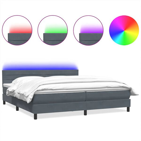 vidaXL &Kappa;&rho;&epsilon;&beta;ά&tau;&iota; Boxspring &mu;&epsilon; &Sigma;&tau;&rho;ώ&mu;&alpha; & LED &Sigma;&kappa;&omicron;ύ&rho;&omicron; &gamma;&kappa;&rho;&iota; 180x220 &epsilon;&kappa;. &Beta;&epsilon;&lambda;&omicron;ύ&delta;&iota;&nu;&omicron;