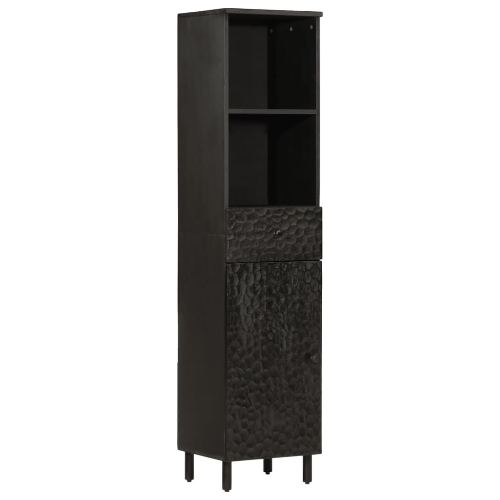 vidaXL Ντουλάπι Μπάνιου Μαύρο 38 x 33 x 160 εκ. από Μασίφ Ξύλο Μάνγκο