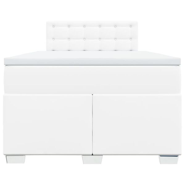 vidaXL Κρεβάτι Boxspring με Στρώμα Λευκό 120x200εκ.από Συνθετικό Δέρμα