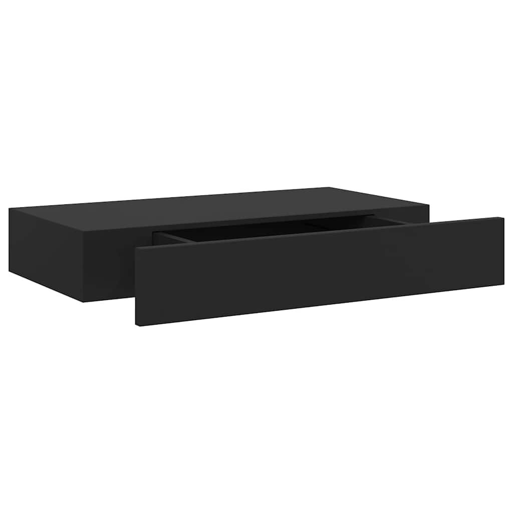 vidaXL Ράφι Τοίχου με Συρτάρι Μαύρο 48 x 25 x 8 εκ. από MDF