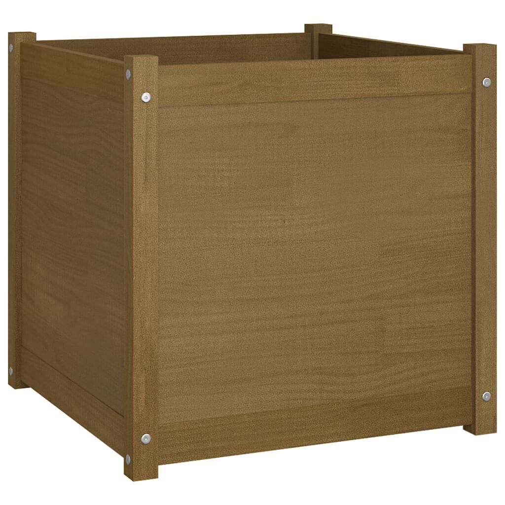 vidaXL Ζαρντινιέρα Καφέ Μελί 60 x 60 x 60 εκ. από Μασίφ Ξύλο Πεύκου