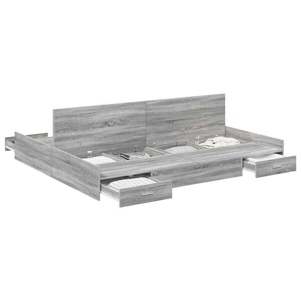 vidaXL Κρεβάτι με αποθηκευτικό χώρο Γκρι sonoma 180 x 200 cm
