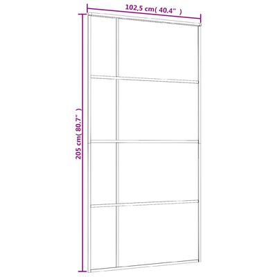 vidaXL Συρόμενη Πόρτα Μαύρη 102,5 x 205 εκ. από Γυαλί ESG / Αλουμίνιο