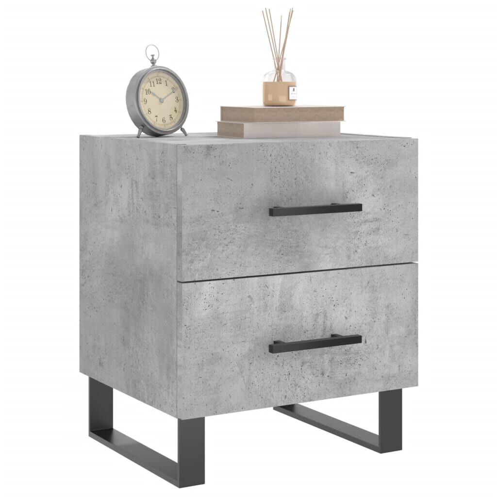 vidaXL Κομοδίνα 2 τεμ. Γκρι Σκυροδεμ. 40 x 35 x 47,5 εκ. Επεξεργ. Ξύλο