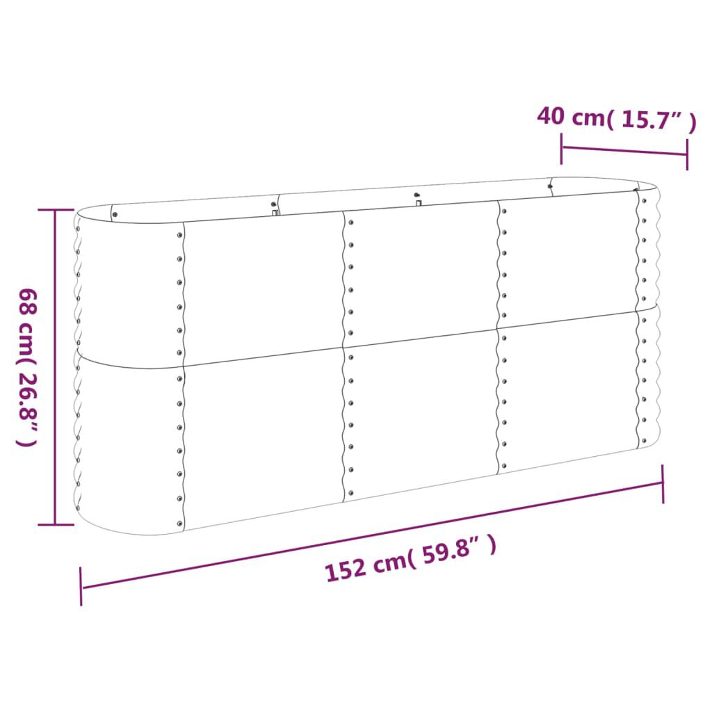 vidaXL Ζαρντινιέρα Ασημί 152x40x68 εκ. Ατσάλι με Ηλεκτρ. Βαφή Πούδρας
