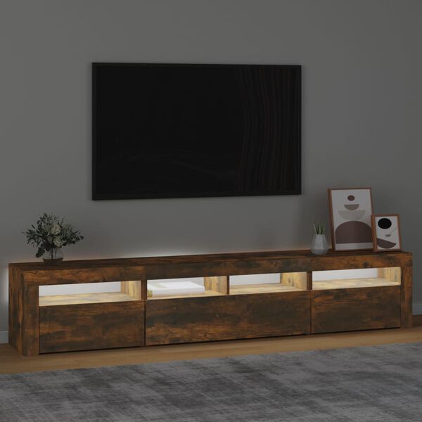 vidaXL Έπιπλο Τηλεόρασης με LED Καπνιστή Δρυς 210x35x40 εκ.