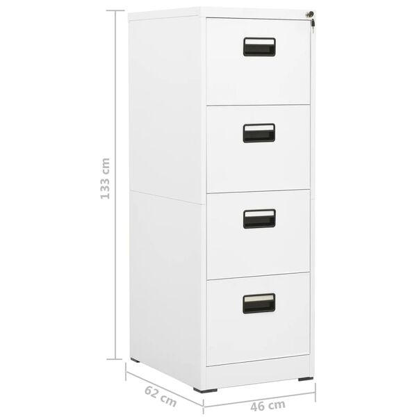 vidaXL Αρχειοθήκη Λευκή 46 x 62 x 133 εκ. από Ατσάλι