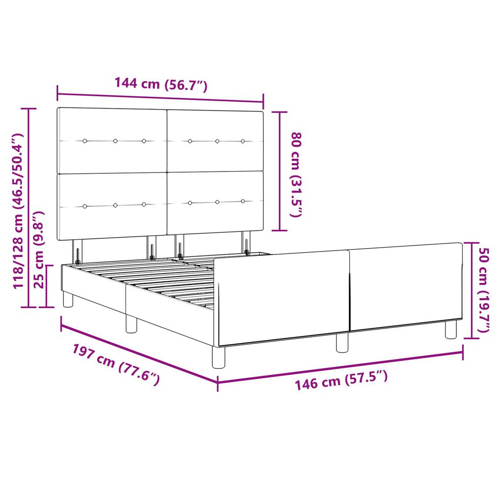 vidaXL Κρεβάτι Σκρου Gκρι 140x190 εκ Διεθνές