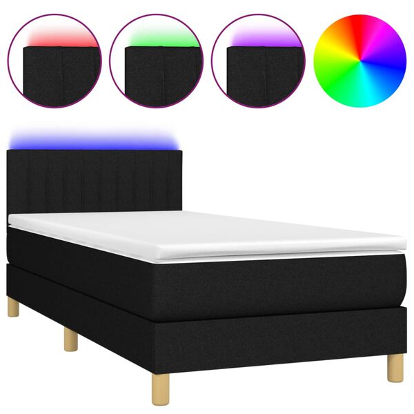 vidaXL &Kappa;&rho;&epsilon;&beta;ά&tau;&iota; Boxspring &mu;&epsilon; &Sigma;&tau;&rho;ώ&mu;&alpha; & LED &Mu;&alpha;ύ&rho;&omicron; 100x200 &epsilon;&kappa;. &Upsilon;&phi;&alpha;&sigma;&mu;ά&tau;&iota;&nu;&omicron;