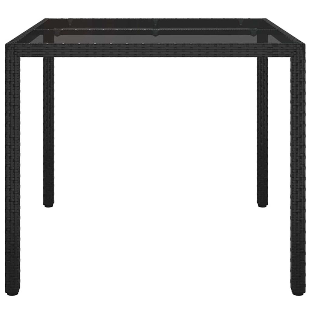 vidaXL Τραπέζι Κήπου για Φαγητό Μαύρο 90 x 90 x 75 cm Πολυ ράταν