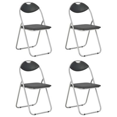 vidaXL Καρέκλες Τραπεζαρίας Πτυσσόμενες 4 τεμ. Μαύρες Συνθετικό Δέρμα