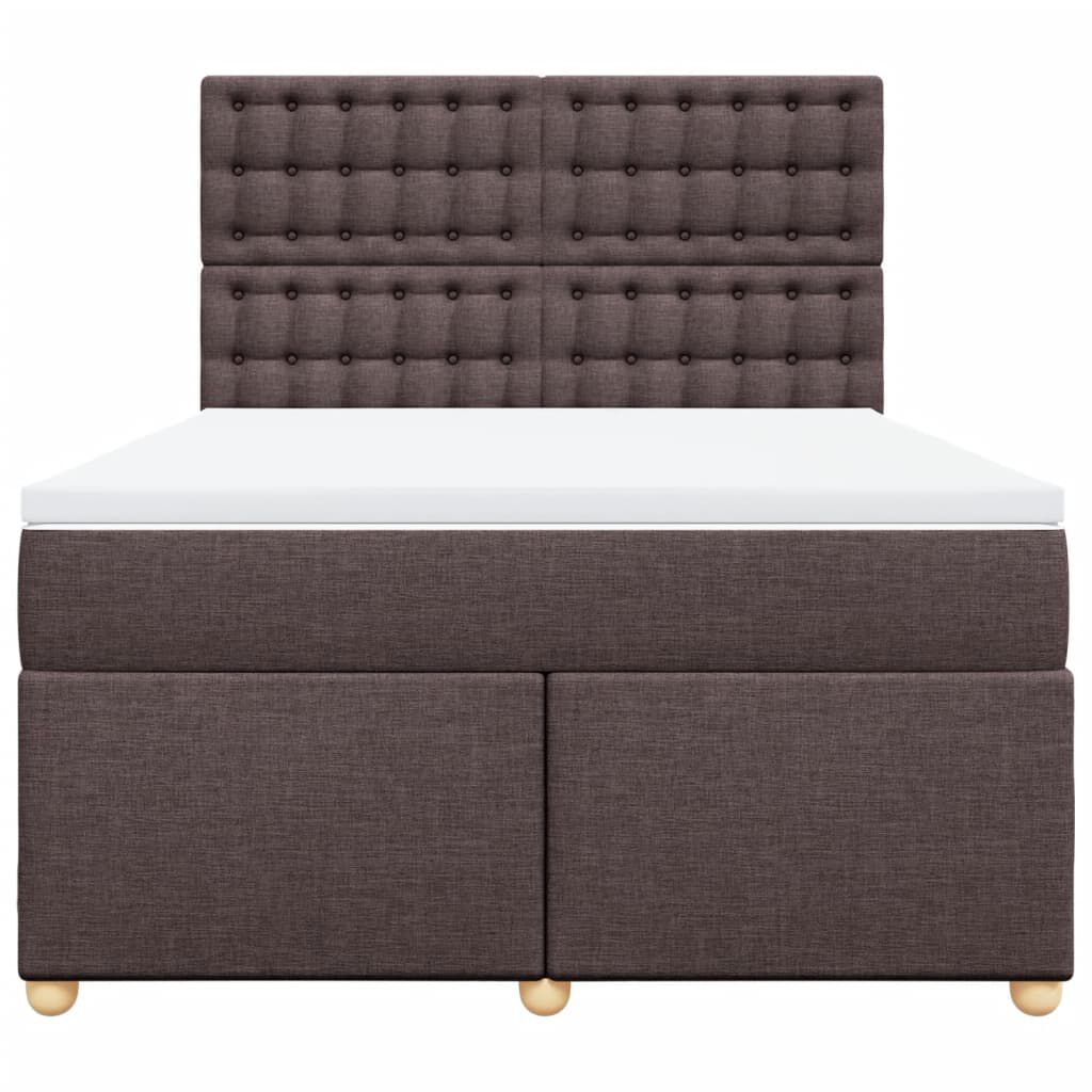 vidaXL Κρεβάτι Boxspring με Στρώμα Σκούρο Καφέ 140x200 εκ Υφασμάτινο
