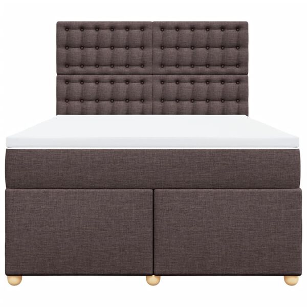 vidaXL Κρεβάτι Boxspring με Στρώμα Σκούρο Καφέ 140x200 εκ Υφασμάτινο