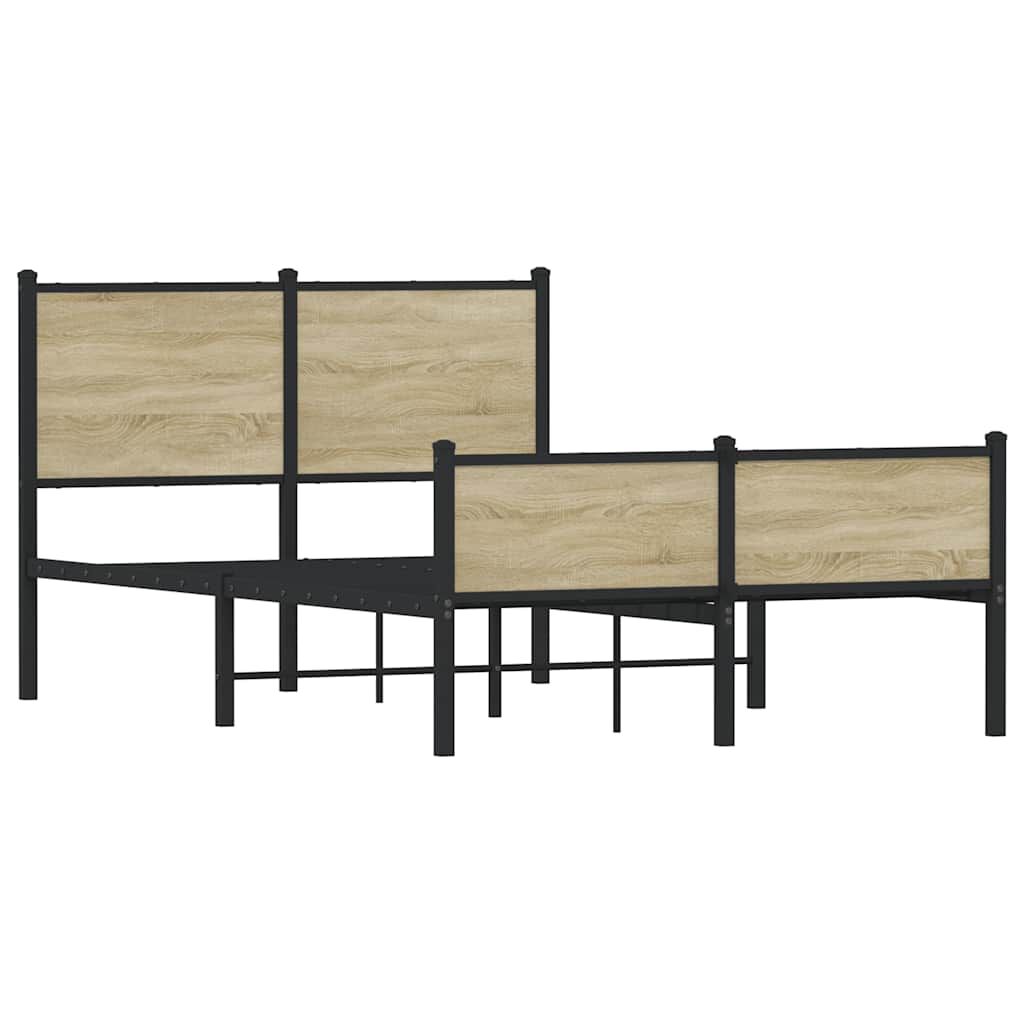 vidaXL Σκελετός Κρεβ. Χωρίς Στρώμα Sonoma Δρυς 120x200 εκ. Μεταλλικό
