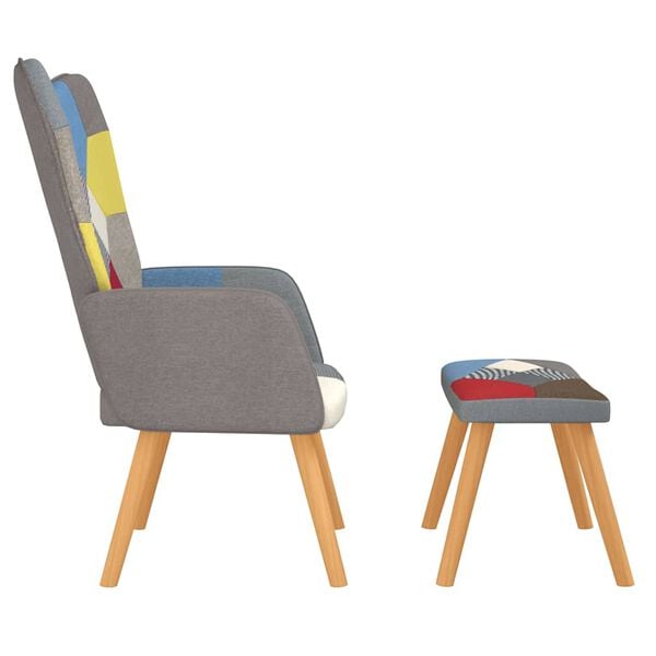 vidaXL Πολυθρόνα Relax Σχέδιο Patchwork Υφασμάτινη με Σκαμπό