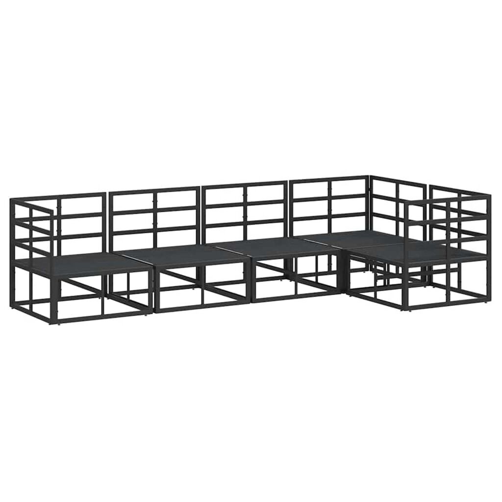 vidaXL Σετ Καναπέ Κήπου με μαξιλάρι 5 pcs Μαύρο Αλουμίνιο