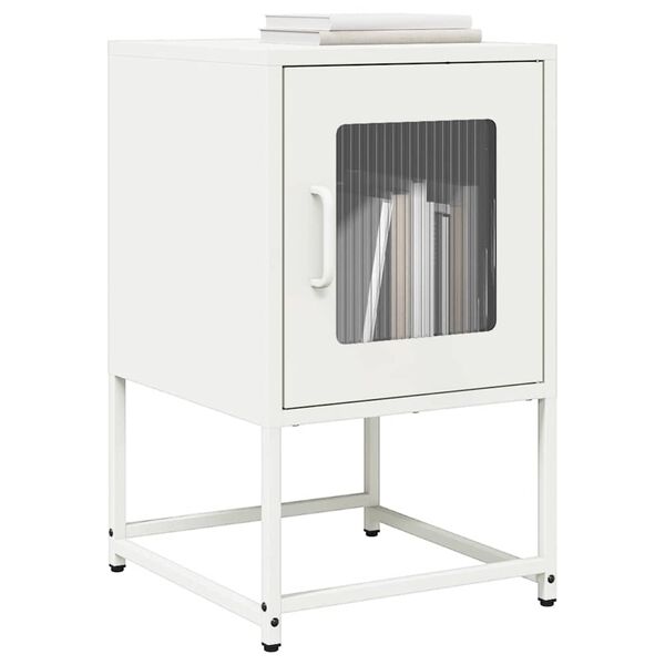 vidaXL Κομοδίνο λευκό 36x39x60,5 cm από χάλυβα ψυχρής έλασης