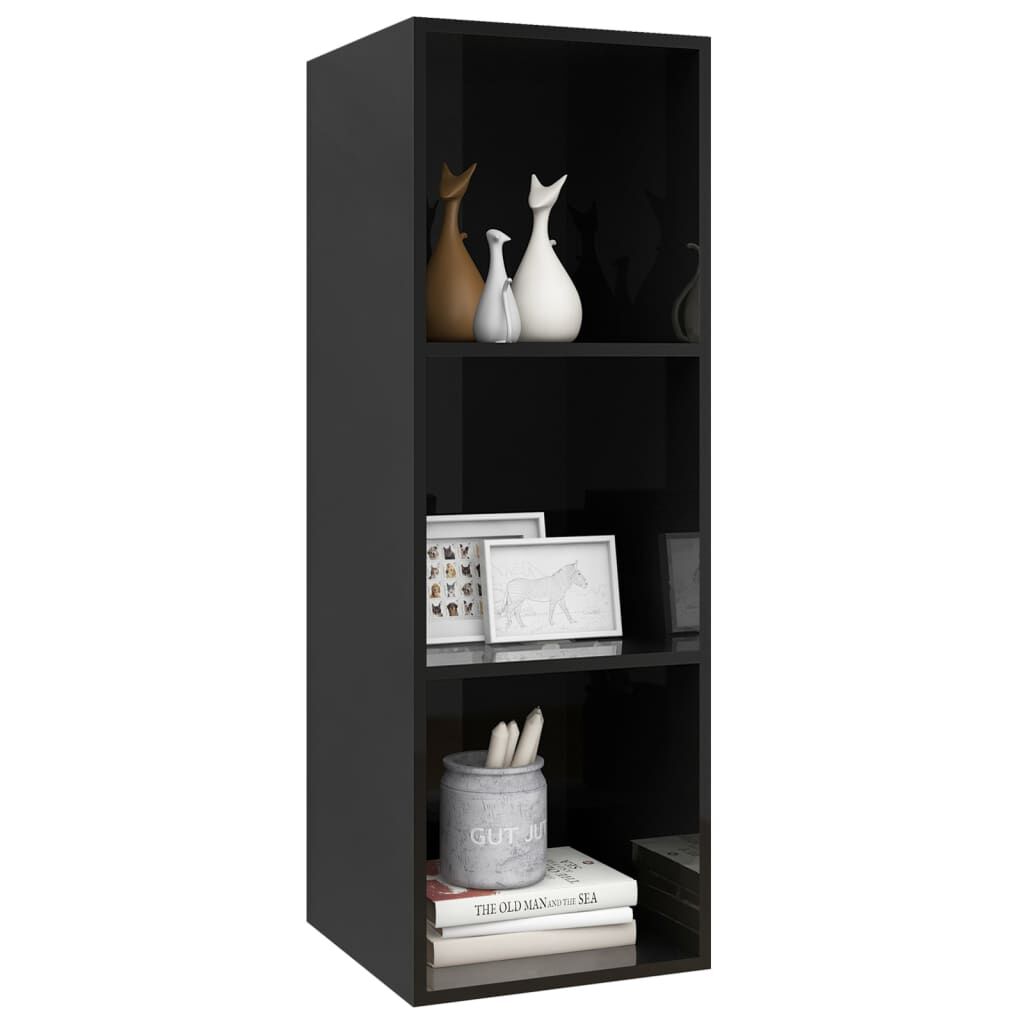 vidaXL Έπιπλο Τηλεόρασης Κρεμαστό Γυαλ. Μαύρο 37x37x107 εκ Επεξ. Ξύλο