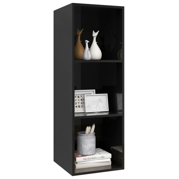 vidaXL Έπιπλο Τηλεόρασης Κρεμαστό Γυαλ. Μαύρο 37x37x107 εκ Επεξ. Ξύλο