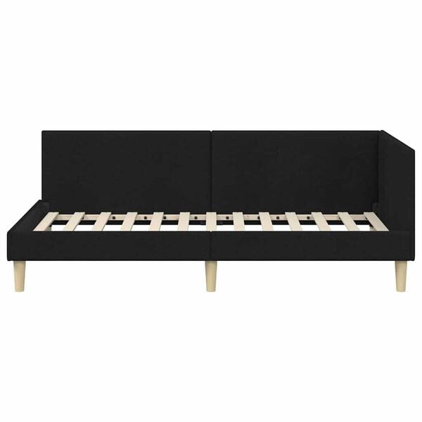 vidaXL Κρεβάτι Γωνίας Άλλο Μαύρο 100 x 200 cm Ύφασμα και Έργο ξύλου