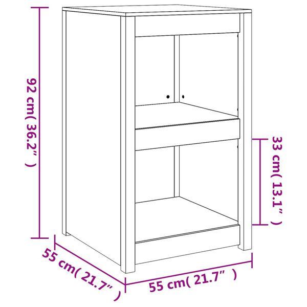 vidaXL Ντουλάπι Κουζίνας Εξ. Χώρου Μαύρο 55x55x92 εκ Μασίφ Ξύλο Πεύκου