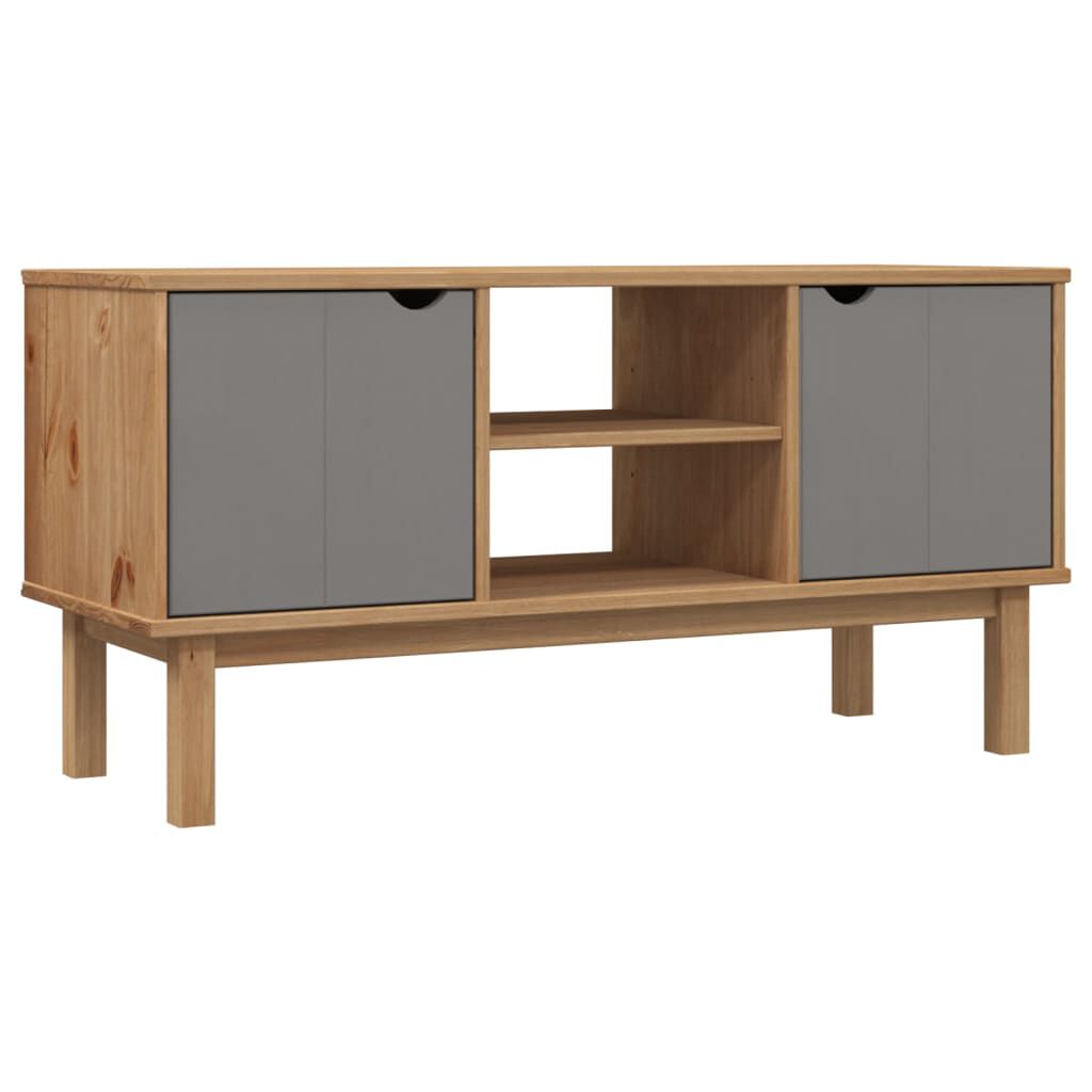 vidaXL Έπιπλο Τηλεόρασης OTTA Καφέ/Γκρι 113,5x43x57 εκ. Μασίφ Πεύκο
