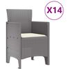 vidaXL Σέτ φαγητού για κήπο 15 pcs Ανοιχτό γκρι Rattan Polt