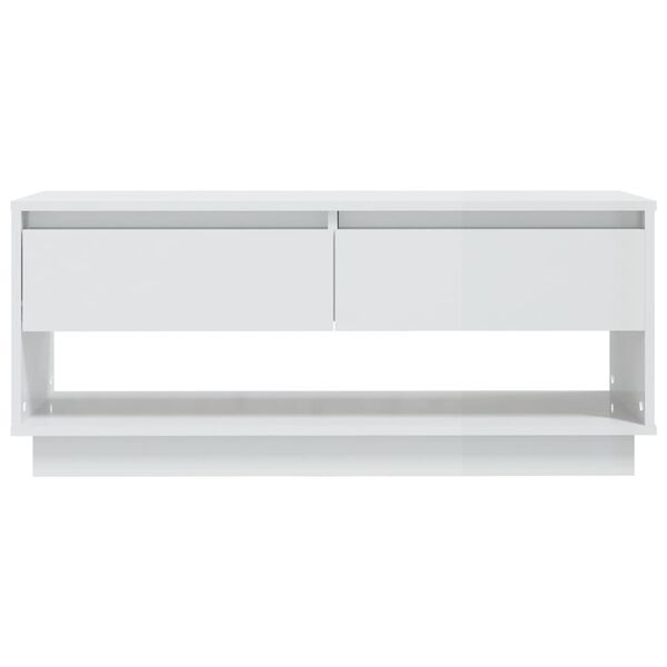 vidaXL Έπιπλο Τηλεόρασης Γυαλ. Λευκό 102x41x44 εκ. Επεξεργασμένο Ξύλο