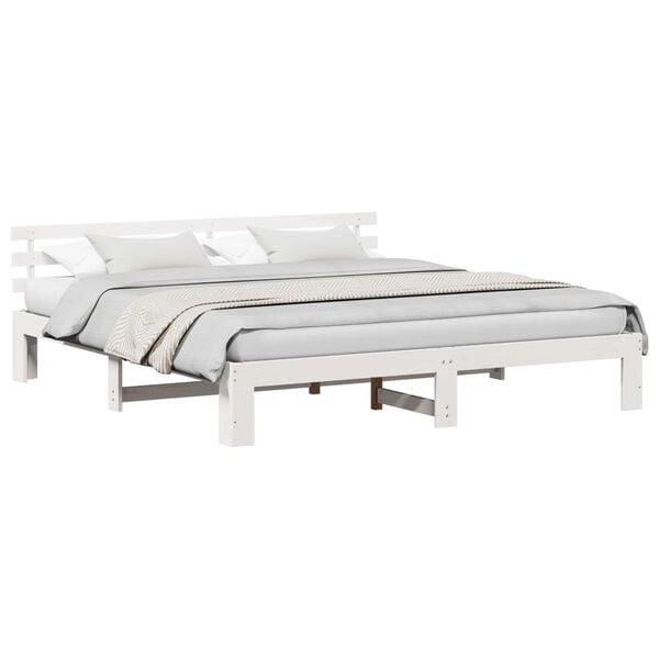 vidaXL Σκελετός Κρεβατιού Λευκό 180 x 200 cm Μασίφ ξύλο πεύκου