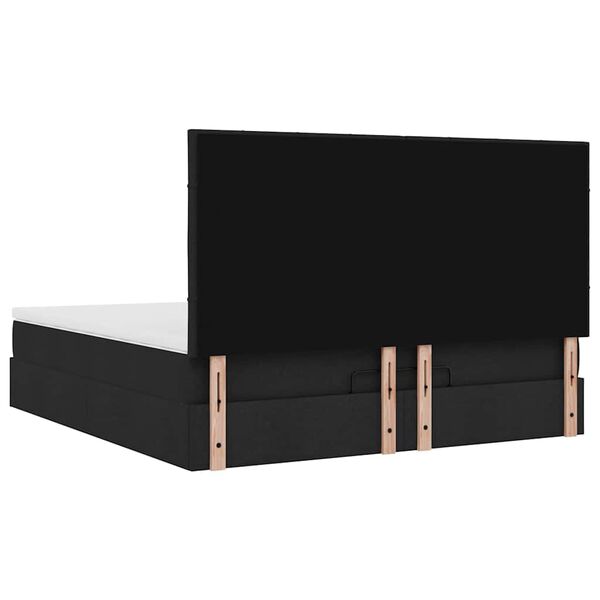 vidaXL Οθωμανικό κρεβάτι με στρώμα Μαύρο 180x200cm Ύφασμα