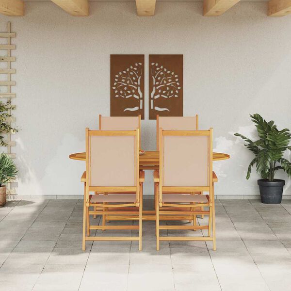 vidaXL Σέτ φαγητού για κήπο 5 pcs Μπεζ Μασίφ ξύλο ακακίας