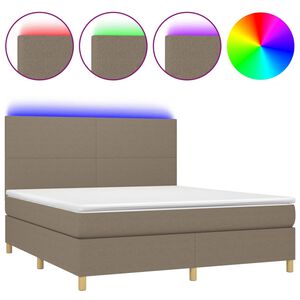 vidaXL &Kappa;&rho;&epsilon;&beta;ά&tau;&iota; Boxspring &mu;&epsilon; &Sigma;&tau;&rho;ώ&mu;&alpha; & LED Taupe 180x200 &epsilon;&kappa;. &Upsilon;&phi;&alpha;&sigma;&mu;ά&tau;&iota;&nu;&omicron;