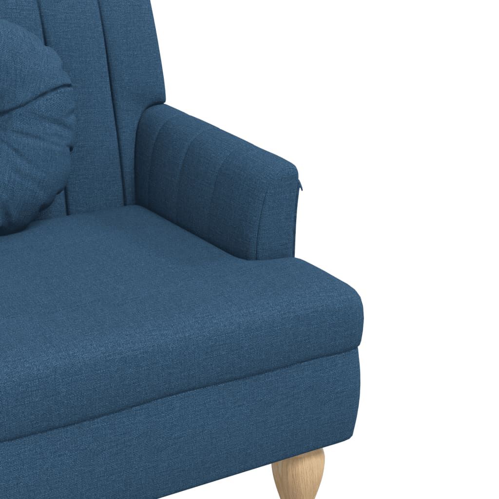 vidaXL Παγκάκι Μπλε 113 x 64,5 x 75,5 εκ. Υφασμάτινο με Μαξιλάρια