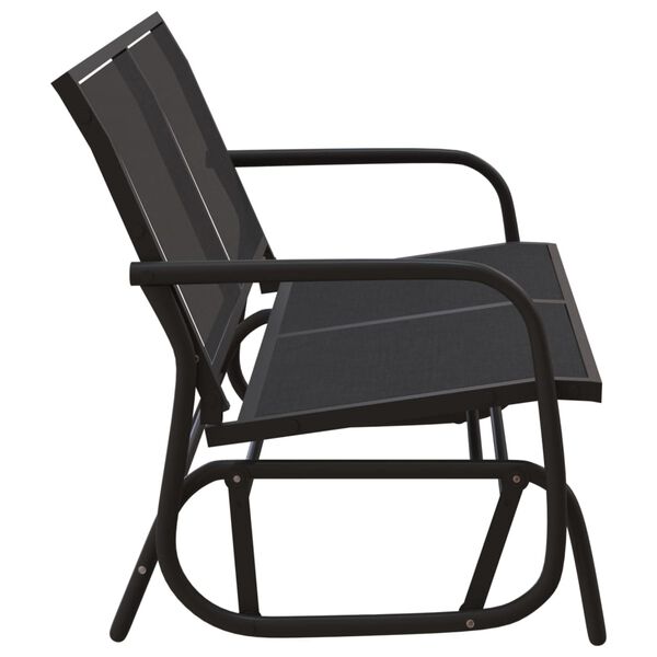 vidaXL Παγκάκι Κήπου Κουνιστό Μαύρο 120,5x76x86,5 εκ. Textilene/Ατσάλι