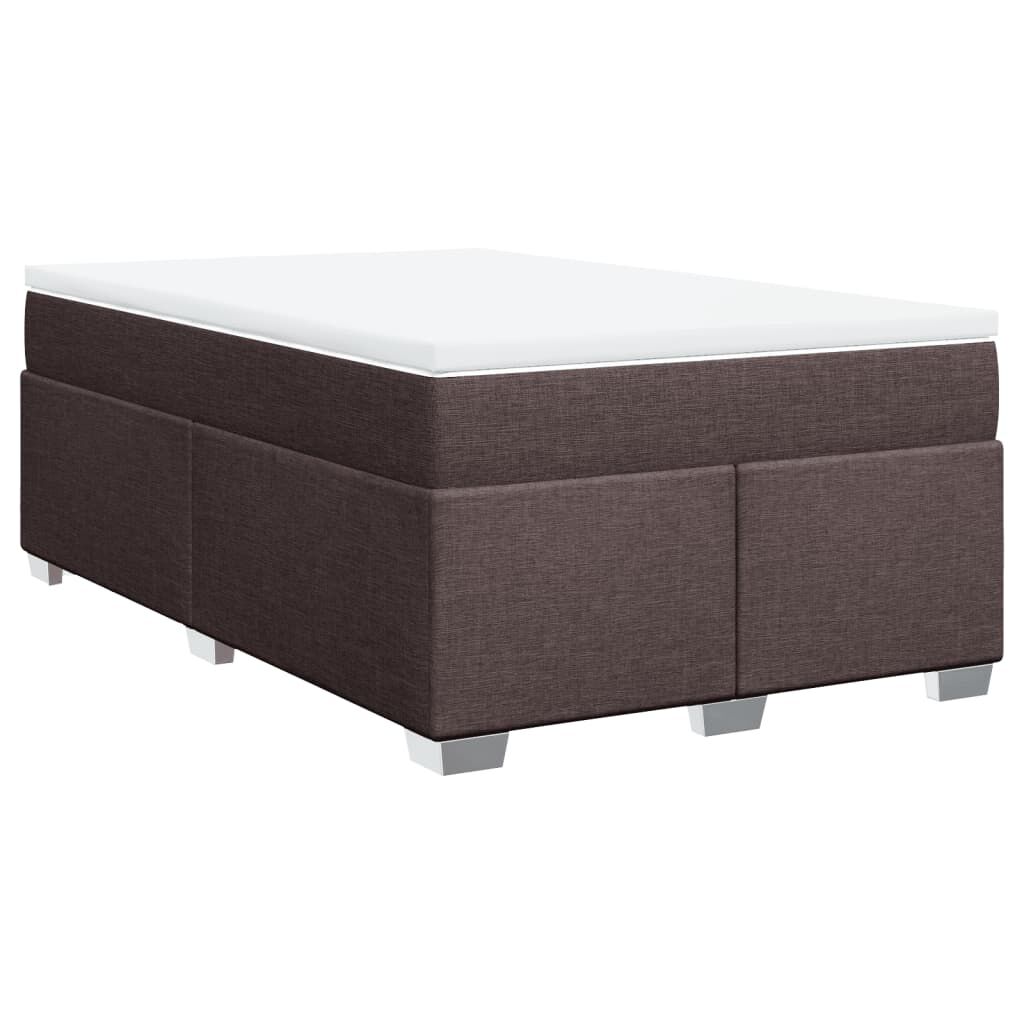 vidaXL Κρεβάτι Boxspring με Στρώμα Σκούρο Καφέ 120x190 εκ Υφασμάτινο
