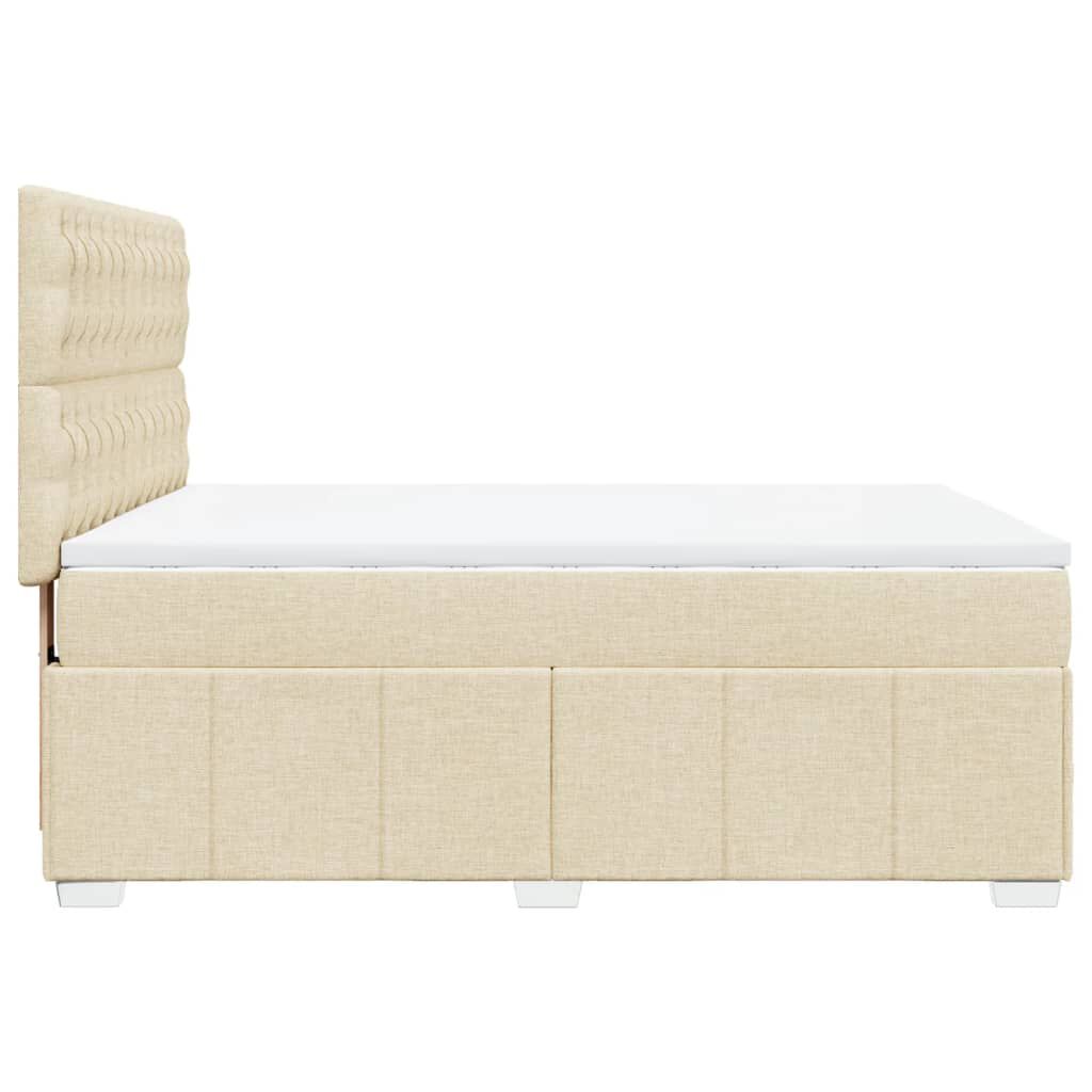 vidaXL Κρεβάτι Boxspring με Στρώμα Κρεμ 140x200 εκ. Υφασμάτινο