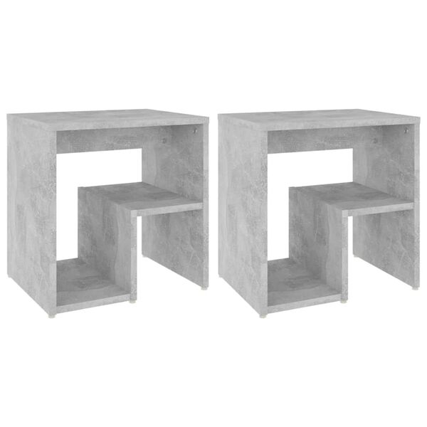 vidaXL Κομοδίνα 2 τεμ. Γκρι Σκυροδέμ. 40 x 30 x 40 εκ. από Επεξ. Ξύλο