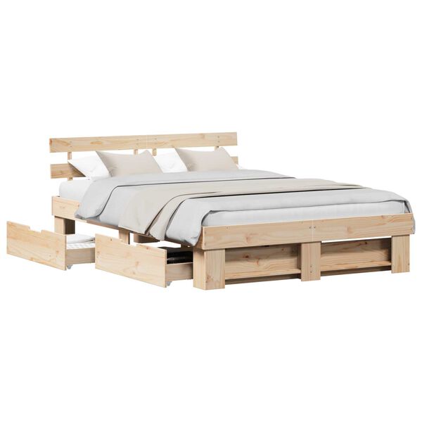 vidaXL Σκελετός Κρεβατιού Καφέ 150 x 200 cm Συμπαγές ξύλο πεύκου