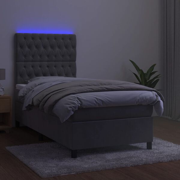 vidaXL &Kappa;&rho;&epsilon;&beta;ά&tau;&iota; Boxspring &mu;&epsilon; &Sigma;&tau;&rho;ώ&mu;&alpha; & LED &Alpha;&nu;.&Gamma;&kappa;&rho;&iota; 90x190 &epsilon;&kappa;. &Beta;&epsilon;&lambda;&omicron;ύ&delta;&iota;&nu;&omicron;