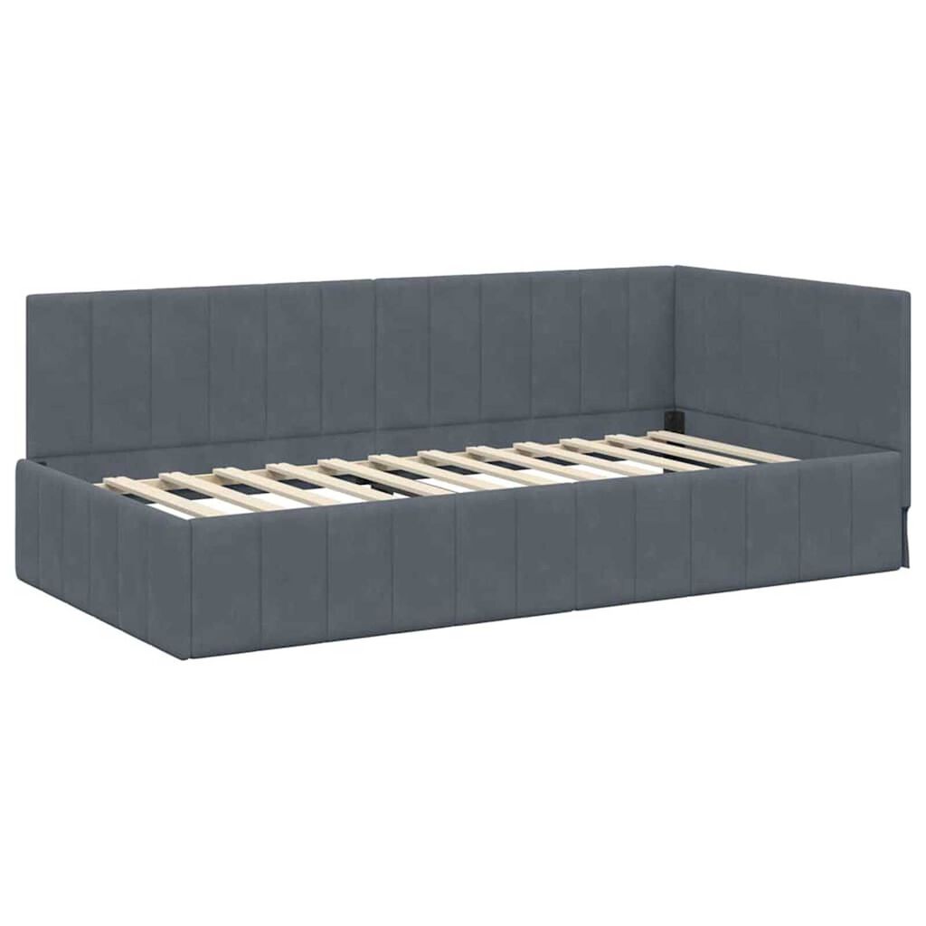 vidaXL Κρεβάτι Γωνίας με στρώμα Σκούρο γκρι 90 x 200 cm Βελούδο