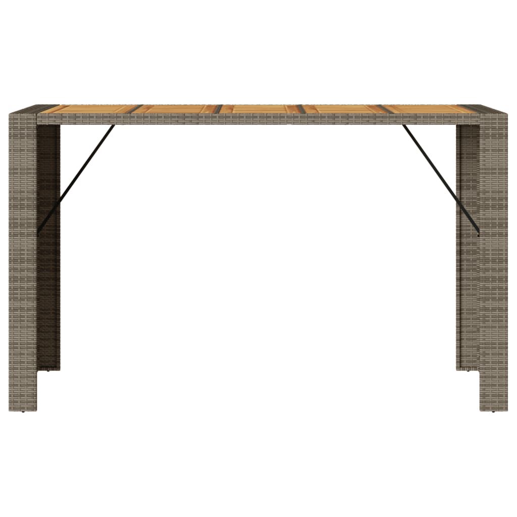 vidaXL Τραπέζι Μπαρ Κήπου Επιφ. Ακακίας Γκρι 185x80x110εκ. Συνθ. Ρατάν